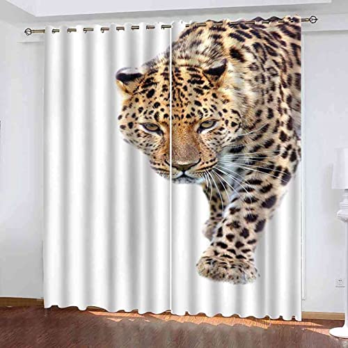 XXXXAWA 3D Jaguar-Tier-Thema Vorhang Blickdicht, Verdunklungsvorhänge 2 x 110 x 215 cm Thermisch Isoliert Verdunkeln Gardinen Wohnzimmer Schlafzimmer Geräuschreduzierung mit Ösen Vorhänge von XXXXAWA