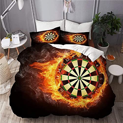 Bettwäsche 200x200, Dart-Integrator Winter Weiche GebüRstet Mikrofaser 3 Teilig Bettwäsche Set, 3D Drucken Bettbezug + 2 Kissenbezug 80x80 cm von XXXXAWA