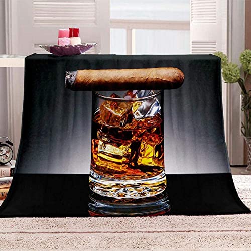 Kuscheldecke flauschig Flanell 130x150cm 3D Zigarren Whisky Gedruckte Fleecedecke Weich Decken Mikrofaser Wohndecke Tagesdecke Dicke Sofadecke & Couchdecke Decke Sofa & Bett, für Kinder von XXXXAWA
