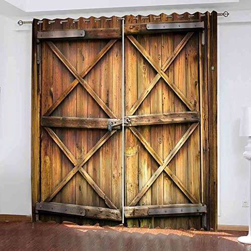 Vorhang Blickdicht 3D altes Tor, Verdunklungsvorhänge 2 x 91.5 x 214 cm（B X H） Thermisch Isoliert Verdunkeln Gardinen Wohnzimmer Schlafzimmer Geräuschreduzierung mit Ösen Vorhänge von XXXXAWA