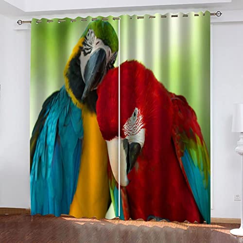Vorhang Blickdicht mit Ösen 3D Ara, Verdunklungsvorhänge 150 x 166 cm（B X H） Thermisch Isoliert Verdunkeln Gardinen Wohnzimmer Schlafzimmer Geräuschreduzierung Vorhänge von XXXXAWA