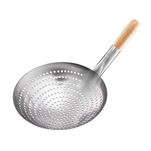 XXXXW Schaumlöffel Sieb Schöpfkelle Küche Edelstahl-Draht-Sieb Edelstahl Holzgriff Sieb Commercial Grade Großküchensieb for Family Hotel Restaurants (10.2") Schaum Abseihlöffel (Size : Large) von XXXXW