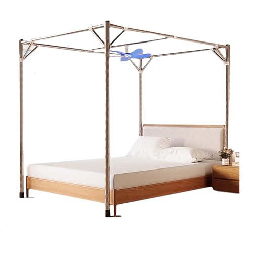 XXYLC Himmelbett Moskitonetzhalter Vier Eckbett, Mückenetz Rahmen Bettüberdachung Baldachin Gestell, Aus Edelstahl, Schlafzimmer-Dekor(Size:135 * 200cm,Color:26mm) von XXYLC
