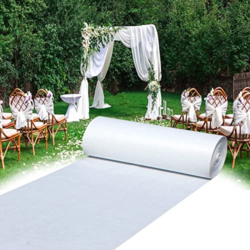 Teppich, Gangläufer for Hochzeiten, weißer Event-Teppich, 2 mm dick, rutschfester Laufsteg-Teppich mit 1 Stück Teppichband for Hochzeitsfeiern, Kirchen, Outdoor-Stranddekorationen(1x10m) von XYAGYUND