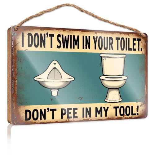 Badezimmerschild mit Sprüchen, Aufschrift "For Door Don't Pee In My Tool", 15 x 28 cm von XYBH