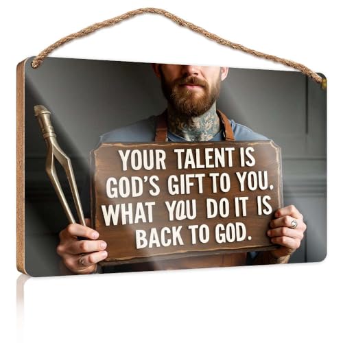 Lustige Schilder für den Mann, Höhle mit Aufschrift "Your Talent Is God's Gift To You" What You Do It Is Back To God. Winter-Türschild, Hausdekoration, 15 x 28 cm Lustige Schilder für den Mann, Höhle mit Aufschrift "Your Talent Is God's Gift To You" What You Do It Is Back To God. Winter-Türschild, Hausdekoration, 15 x 28 cm von XYBH