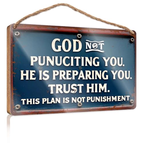 Lustige Schilder für die Menschenhöhle Gott nicht Punuciting You. He Is Preparing You. Trust Him. This Plan Is Not Punishment Winter-Türschild Hausdekoration (15 x 28 cm) von XYBH