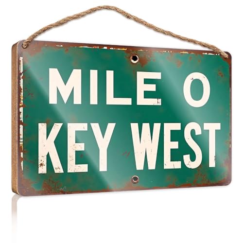 Lustiges Küchenschild Mile 0 Key West Signage Holzschild Box Schilder lustige Wandschilder (15 x 28 cm) von XYBH
