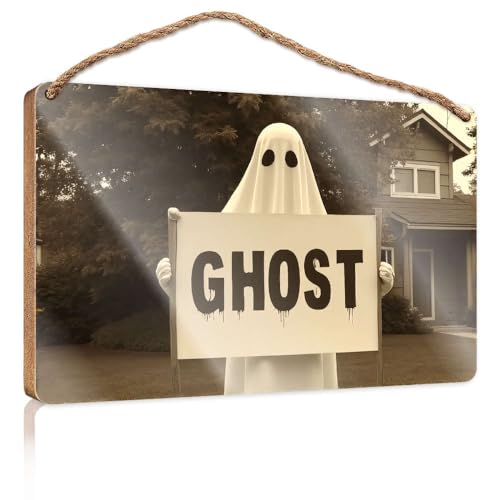Schild mit Aufschrift "A Ghost Holding A Sign That Says "Ghost". Poster für Jungenzimmer, hängende Dekoration, Veranda (20 x 30 cm) von XYBH