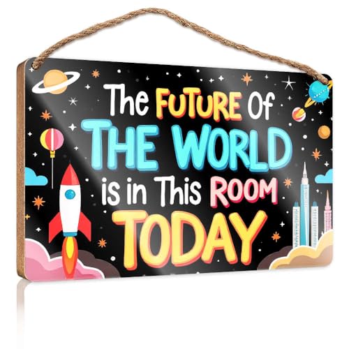 Schild mit Aufschrift "The Future Of The World Is In This Room Today". Poster für Jungenzimmer, Hängedekoration, Veranda (23 x 35 cm) von XYBH
