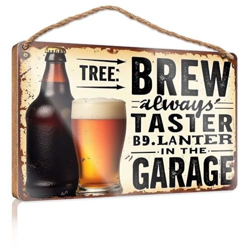 Wandschild zum Aufhängen, Aufschrift "Brew Always' Taster In The Garage", für Jungenzimmer, 15 x 28 cm von XYBH