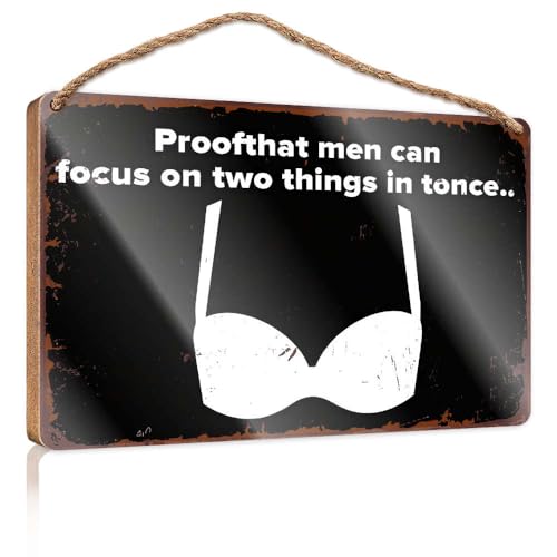 Wandschild zum Aufhängen "Proof That Men Can Focus On Two Things In Tonce", für Jungenzimmer, 20 x 30 cm von XYBH