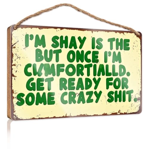 Wandschild zum Aufhängen mit der Aufschrift "I'm Shy But Get Ready For Crazy Shit", für Jungenzimmer, 23 x 35 cm von XYBH