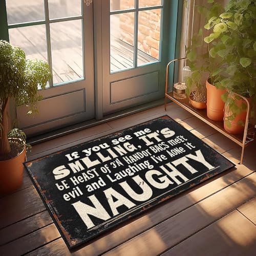 XYBH Farm Badematte, Aufschrift "If You See Me Smiling, It's Naughty", 50 x 80 cm von XYBH