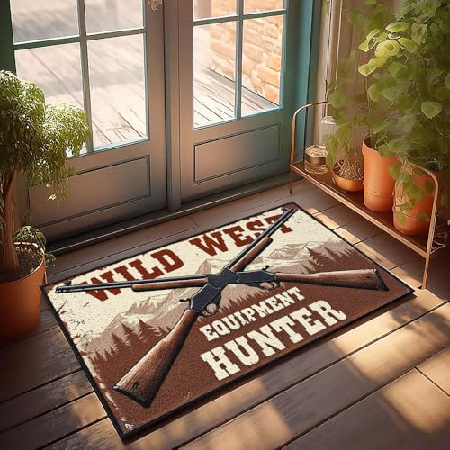 XYBH Farm Badematte, Wildwest-Ausrüstung, Jäger-Fußmatte, WC-Dekoration, Herbstteppich (65 x 90 cm) von XYBH