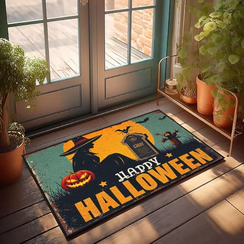 XYBH Farm Badematte Happy Halloween! Fußmatte WC-Dekor Herbstteppich (50 x 80 cm) von XYBH