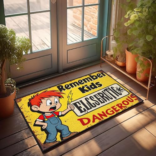 XYBH Farm Badematte "Remember, Electricity Is Dangerous". Vorsicht. Fußmatte, WC-Dekor, Herbstteppich (50 x 80 cm) von XYBH