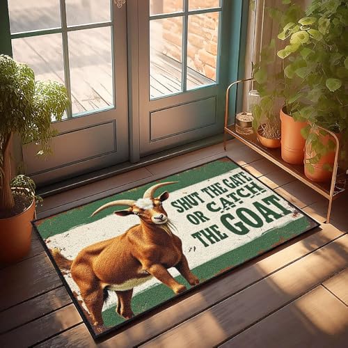 XYBH Farm Badematte "Shut The Gate Or Catch The Goat". Fußmatte, WC-Dekoration, Herbstteppich (65 x 90 cm) von XYBH