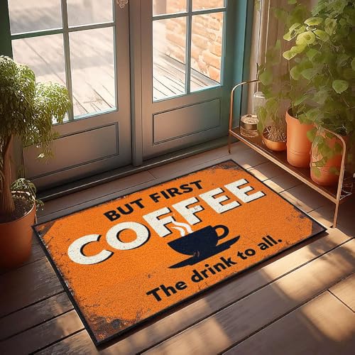XYBH Farm Badematte mit Aufschrift "But First Coffee The Drink To All". Fußmatte, WC-Dekoration, Herbstteppich (40 x 60 cm) von XYBH