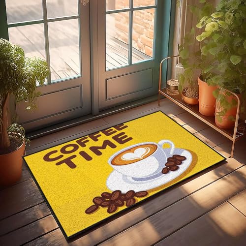 XYBH Farmhouse Badematte, Motiv: Coffee Time mit Herz, Latte Art, 65 x 90 cm von XYBH