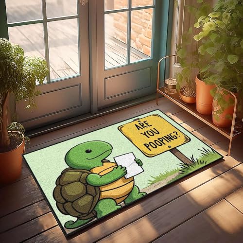 XYBH Farmhouse Badematte, Motiv: Schildkröte mit Schild mit Aufschrift "Are You Pooping?", 40 x 60 cm von XYBH