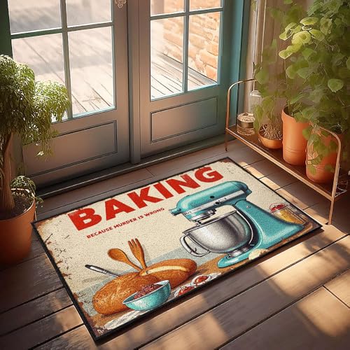 XYBH Fußmatte für Hinterhof, Bar, Backen, Weil Mord falsch ist. Fußmatte Bauernhaus Badezimmerteppich Sommer Bodenmatte (40 x 60 cm) von XYBH