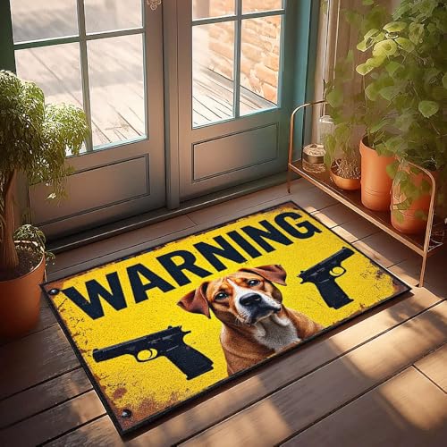 XYBH Fußmatte für den Außenbereich, Warnung: bewaffneter Hundebereich, Fußmatte, Badezimmerteppich, Herbstdekorationen für Zuhause, Veranda (65 x 90 cm) von XYBH