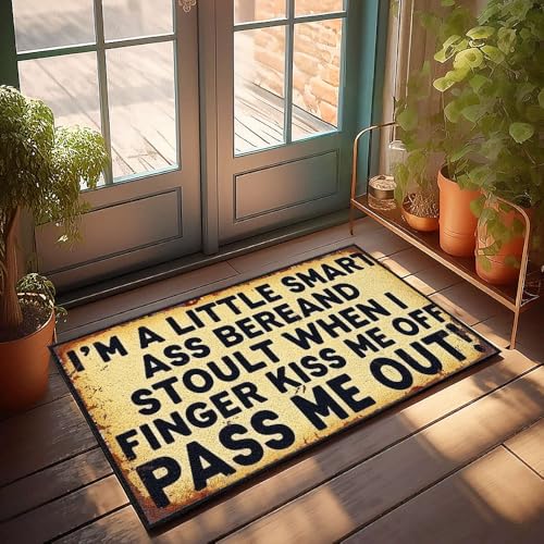 XYBH Fußmatte für den Außenbereich, mit Aufschrift "I'm A Little Smart Ass Bereand Stoult When I Finger Kiss Me Off Pass Me Out!", lustiger Badezimmerteppich (65 x 90 cm) von XYBH