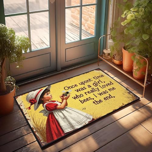 XYBH Fußmatte mit Aufschrift "Fall Welcome Mats Outdoor A Girl Loved Bees. The End", coole Teppiche, Schlafzimmerdekoration (65 x 90 cm) von XYBH