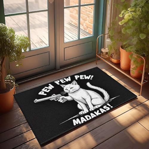 XYBH Fußmatte mit Aufschrift "Pew Pew Pew! Madakas", Landhausstil, Badezimmermatten, Bar-Dekoration für Zuhause, 65 x 90 cm, einfarbig von XYBH
