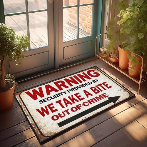 XYBH Fußmatten für den Außenbereich, Warnung von We Take A Bite Out Of Crime, Fußmatte, Badezimmerteppich-Set, Herbstdekorationen für Zuhause, Veranda (65 x 90 cm) von XYBH