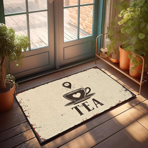 XYBH Garagen-Zubehör für Männerhöhle und eine Tasse Tee mit Herz-Symbol. Fußmatte, Veranda-Dekoration, Spielzimmer-Möbel (40 x 60 cm) von XYBH