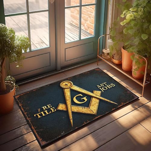 XYBH Große Herbst-Fußmatte, Freimaurer-Fliesen, AST-Jobs, Fußmatte, Schlafzimmer, für den Außenbereich (40 x 60 cm) von XYBH