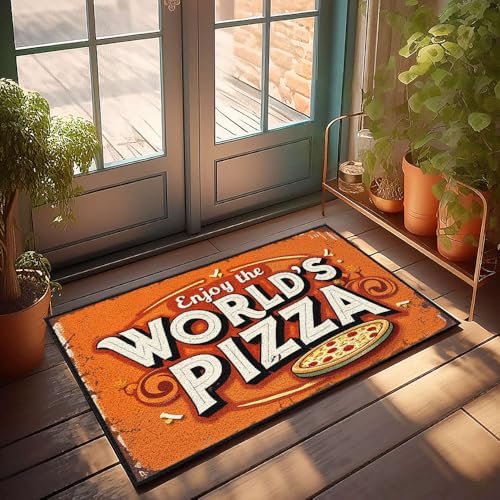 XYBH Herbst-Outdoor-Teppich für Haustür, genießen Sie die Pizza der Welt, lustige Stoffe, 40 x 60 cm von XYBH