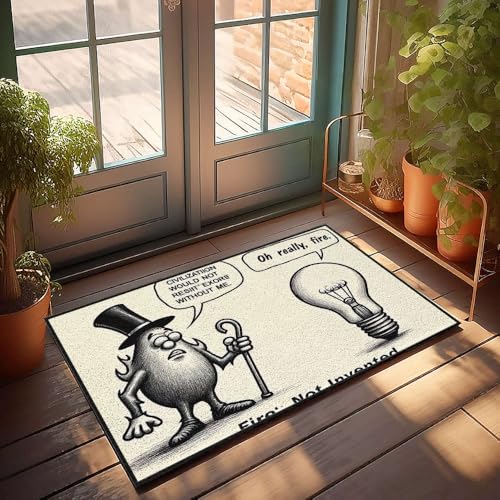 XYBH Herbst-Outdoor-Teppich für Haustür-Feuer: Nicht von Menschen erfunden. Fußmatte Lustiges Zeug Fall Außentürmatten (50 x 80 cm) von XYBH