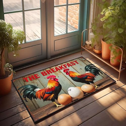 XYBH Herbst-Outdoor-Teppich für die Haustür, zwei Hähne stehen stolz und schützen Ihre Eier, Fußmatte mit lustigem Fall, 50 x 80 cm XYBH Herbst-Outdoor-Teppich für die Haustür, zwei Hähne stehen stolz und schützen Ihre Eier, Fußmatte mit lustigem Fall, 50 x 80 cm von XYBH