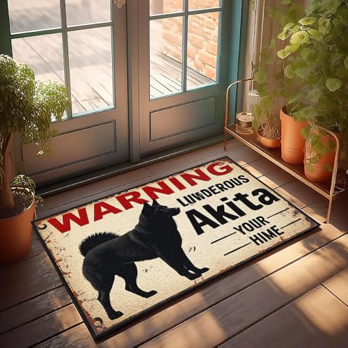 XYBH Hinterhof Bar Dekor Warnung: Luderous Akita Your Home Fußmatte Bauernhaus Badezimmer Teppich Sommer Bodenmatte (50 x 80 cm) von XYBH