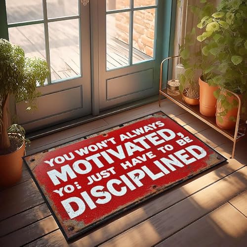 XYBH Home Sweet Home Fußmatte mit Aufschrift "You Won'T Always Motivated, You Just Have To Be Disciplined". Fußmatte, Bauernhofteppich, Hot Cocoa Bar Dekor (40 x 60 cm) von XYBH