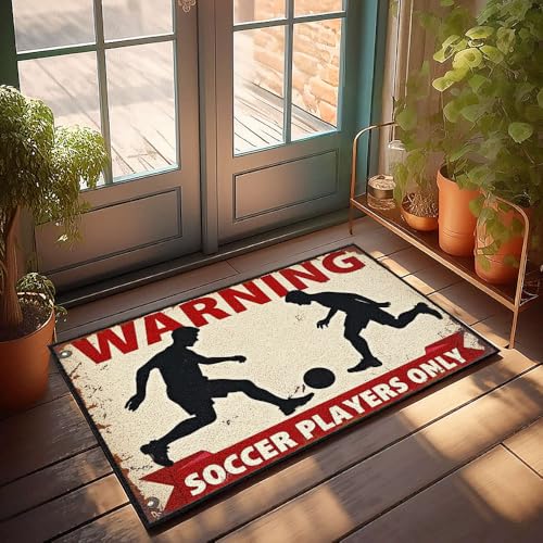 XYBH Lustige Fußmatten für Haustür, Warnung: Nur Fußballspieler. Fußmatte für den Innenbereich, Herbstdekoration, Willkommensmatten für Haustür (50 x 80 cm) von XYBH