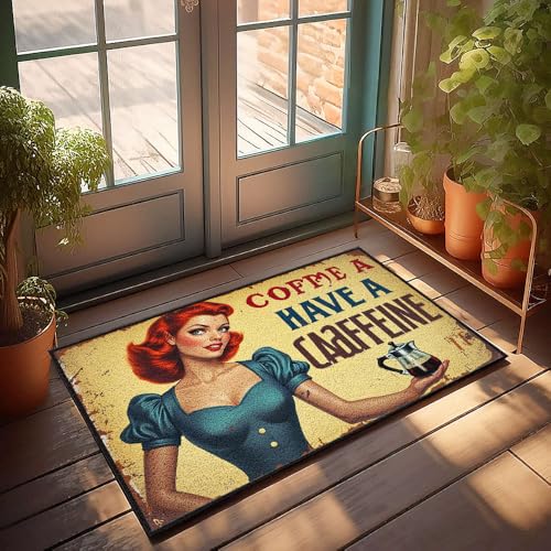 XYBH Outdoor-Teppich für Haustür, Kaffee-"A Have A Coffein", Fußmatte, Türmatte, Inneneingang, Sommer, Haustürmatte (50 x 80 cm) von XYBH