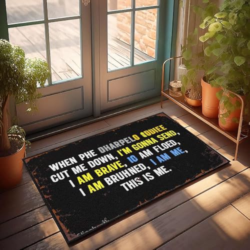 XYBH Outdoor-Teppich mit Aufschrift "When Phe Dharpeo Odiee Cut Me Down, I'M Gonna Send. I Am Brave Hot Cocoa Bar Decor Mat Shoes (50 x 80 cm) von XYBH