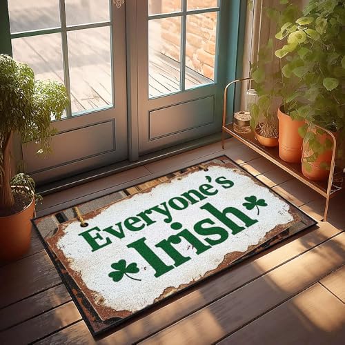 XYBH Rustikale Küchenteppiche, Aufschrift "Everyone's Irish With Shamrocks", Fußmatte, Bauernhaus, Pool-Dekoration (40 x 60 cm) von XYBH