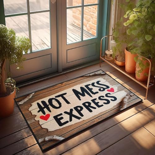 XYBH Rustikale Küchenteppiche, Hot Mess Express, Fußmatte, Bauernhaus, Willkommensmatte, Pool-Dekoration (40 x 60 cm) von XYBH