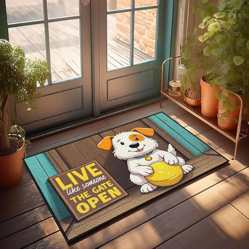 XYBH Rustikaler Badezimmerteppich, Motiv: Live Like Someone The Gate Open. Fußmatte, Dekoration für Zimmer, Spielzimmer, 40 x 60 cm von XYBH