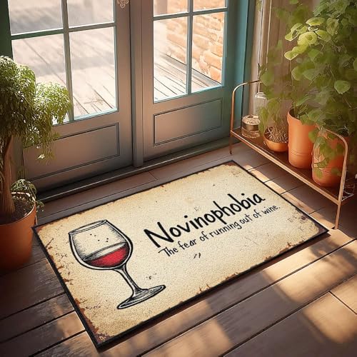 XYBH Rustikaler Badezimmerteppich, Novinophobia: Die Angst vor dem Ausgehen des Weins. Fußmatte, Dekoration für Zimmer, Spielzimmer, 65 x 90 cm von XYBH