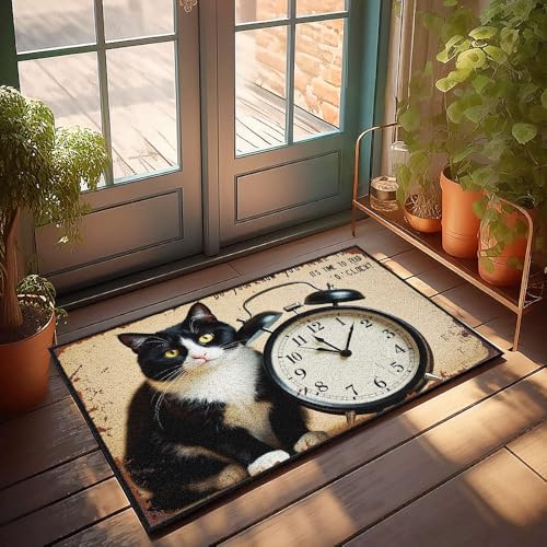 XYBH Stuff For Your Room Feeding Time! Uhr sagt 5 O'Clock. Fußmatte Welcome Home Matten für Haustür Dekor für Zimmer (40 x 60 cm) von XYBH