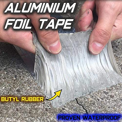 Dach Reparatur Band, super Wasserdicht Band Butyl Gummi Aluminium Folie Band für Dach Leck Loch Notfall Gummi Reparatur Band Alle Wetter Selbst-klebstoff Garage Kanäle Rohre Beton (1.2mm x 10cm x 10m) von XYDESIGN