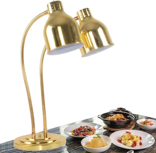Doppelkopf-Buffet-Essenswärmelampe, Lebensmittelerwärmungslampe, kommerzieller Lebensmittelwärmer, tragbare elektrische 500-W-Heizlampe, Edelstahl-Catering-Essenserwärmungslampe für die Restaurantkü von XYFSP