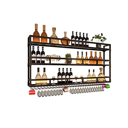 LED-Weinregal zur Wandmontage, schwebende Metallregale, Flaschen- und Glashalter mit Oben hängendem Kelch, für Zuhause, Restaurant, Bars von XYFSP