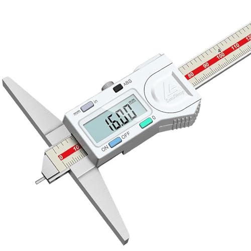 0-200mm Digital Tiefenmessschieber mit Messstift, 0,01 mm hochgenauer Edelstahl digitaler Tiefenmessschieber mit mm/Zoll-Messsystem, Tiefenmess-Messschieber Messwerkzeug (0-200mm) von XYHAOAI